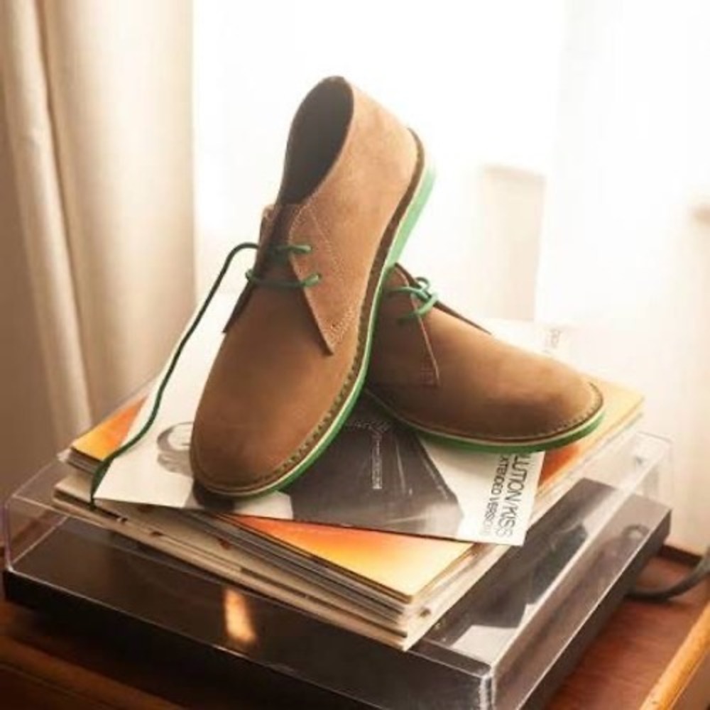 Veldskoen Heritage Brown Suede Chukka Boots Green Sole Pinot Mens 8